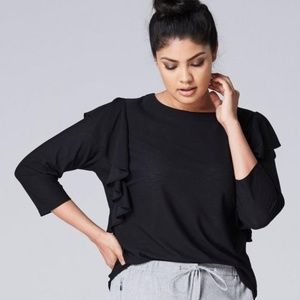 Black ruffle long sleeve shirt sz 26 NWT asos